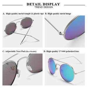 Gafas de sol con montura metálica para hombre, estilo aviador retro redondo, UV400, polarizadas, montura negra, lentes TAC - Product Image 5