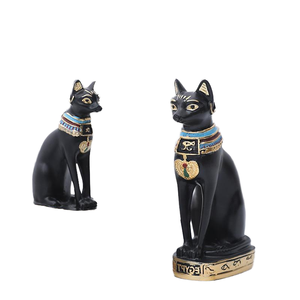 تمثال قطة جالسة على الطراز المصري للديكور المنزلي، مصنوع يدويًا من الراتنج الفني بنمط حيواني، متوفر بالجملة - Product Image 4