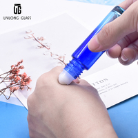 Blaue Farb rolle 10 ml verblassen glänzende Walze auf Parfüm glasflaschen mit Metall Silber Schraub deckel 5ml 15ml