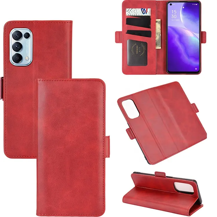 Mobile Cases For Oppo Reno 10 8 5 Pro 5G Luxury Calf Flip Wallet Pu Leather Back Cover
