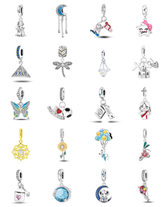 Perles pendentifs breloques thème océan (Dauphin, Baleine) en <span class=keywords><strong>argent</strong></span> sterling plaqué, zircon taille rose, sertissage en canal, unisexe, pour <span class=keywords><strong>bracelet</strong></span> DIY - Product Image 2