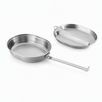 Kit de cuisine portable en acier inoxydable Zentopia pour le camping, avec casserole, poêle, assiette compartimentée, poignée pliable, léger, vente en gros