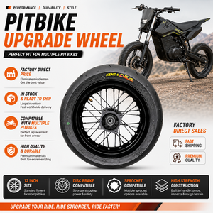 Nuove Ruote SuperMoto da 12 Pollici con Cerchio Nero e Raggi, <span class=keywords><strong>F</strong></span> 90/90-12R 90/90-12, Compatibili con Yozma/Tutio/Heybike/Valtinsu EM5, Ruote Stradali Migliorate - Product Image 1