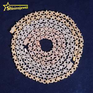 Collana con bracciale cubano Moissanite con catena a maglia a forma di stella piccola fila con anelli cubani di diamanti Hip Hop personalizzati - Product Image 3