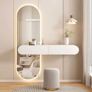 Table à langer murale minimaliste moderne avec lumière et miroir pour petites chambres à coucher, espaces suspendus - Product Image 4