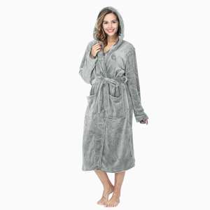 Unisex Coral Fleece Pluffy Velours Bademantel XL Größe Soft Touch Benutzer definiertes Logo <span class=keywords><strong>OEM</strong></span> <span class=keywords><strong>ODM</strong></span> Thermal Spa Robe Set für Zuhause Herbst Frühling - Product Image 6
