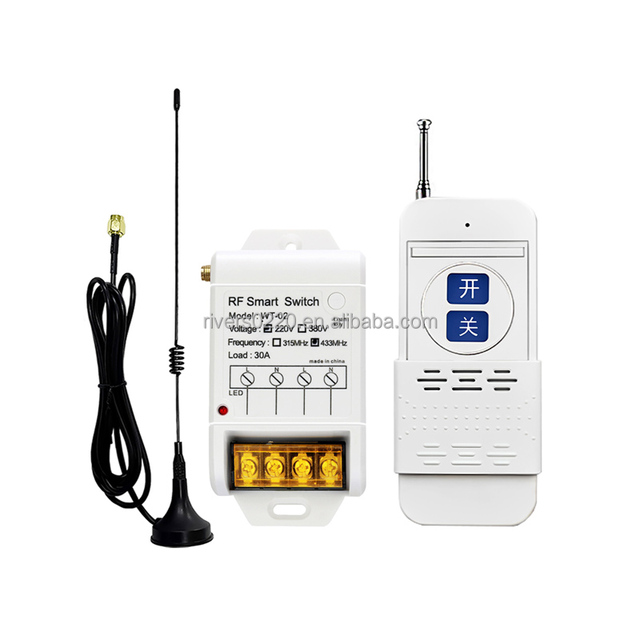 220V High Power 30A Controller + Push Cover 2-button Remote Control Industrial Wireless Remote Control Switch for Water Pump