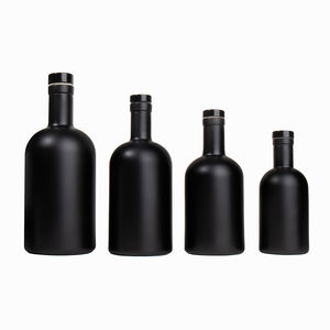 Botella de Ginebra de vidrio negro mate 500ml 750ml Botella de vino de vidrio de vodka de licor negro esmerilado Botella de <span class=keywords><strong>aceite</strong></span> de <span class=keywords><strong>oliva</strong></span> de vidrio de 750ml - Product Image 2