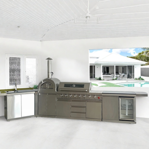 Parrilla <span class=keywords><strong>de</strong></span> barbacoa <span class=keywords><strong>de</strong></span> Gas para exteriores <span class=keywords><strong>de</strong></span> diseño moderno con horno <span class=keywords><strong>de</strong></span> Pizza, quemador lateral, nevera para diversión familiar, cocina <span class=keywords><strong>de</strong></span> <span class=keywords><strong>esquina</strong></span> al aire libre - Product Image 5