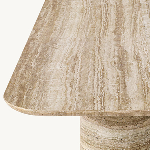 Kumusi <span class=keywords><strong>alta</strong></span> calidad piedra sólida Beige travertino bala Base <span class=keywords><strong>mesa</strong></span> de comedor para el hogar para restaurante o Hotel - Product Image 4