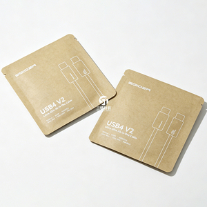Custom Printed Kraft Paper USB accessories Packaging <b>Bags</b> | Slider Zipper 3 Side Seal for Clothing Underwear Accessories - Product Image 2