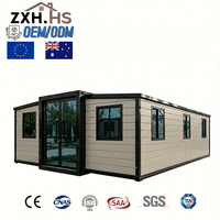 Maisons conteneurs extensibles à double aile de 20 et 40 pieds, modernes, préfabriquées, modulaires et mobiles, avec chambre à coucher – Vente chaude