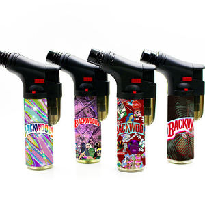 Briquet à gaz jet en plastique fantaisie avec logo personnalisé en gros pour cadeaux, coupe-vent et portable - Product Image 1