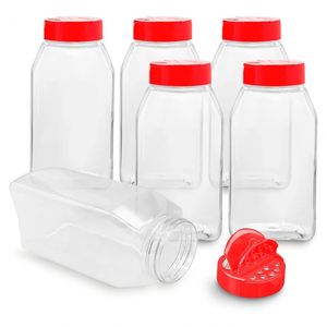 Hot Sale PET Plastic 500ml Butterfly Cap Screw Top <b>Square</b> <b>Spice</b> Seasoning Shaker Canned Food <b>Jar</b> - Product Image 1