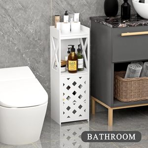 Gabinete de baño de madera blanca de esquina OEM original de Factaory con estante abierto de puerta cocina sala de estar esquina montada en espacio estrecho - Product Image 5