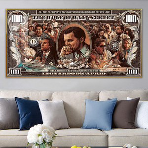 Con Sói của tường đường phố tiền 100 đô la in vải sơn nghệ thuật Pop Leonardo Áp phích tường nghệ thuật hình ảnh phòng trang trí nội thất in - Product Image 3