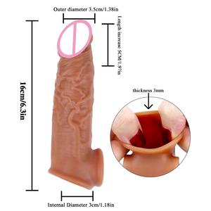 Hochwertige fern gesteuerte Sexspielzeug für Männer Silikon männlich Penis Extender Vibrierender Penis Wieder verwendbare Tpe Dildos Kondom - Product Image 4