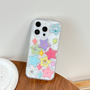 Nuova <span class=keywords><strong>Cover</strong></span> <span class=keywords><strong>Trasparente</strong></span> con Glitter Scintillanti a Stella 3D Color Macaron per <span class=keywords><strong>iPhone</strong></span> 17 16 15 14 Pro Max, con Protezione Anti-Caduta - Product Image 5