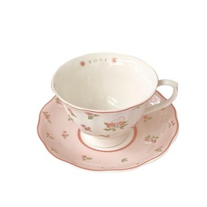 Ensemble tasse et soucoupe à café en céramique rose mignon et féminin, motif dessin animé peint à la main, haute qualité, style INS chic, accessoires pour le thé de l'après-midi - Product Image 1
