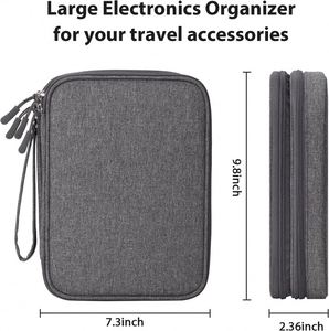 Organisateur de câbles de voyage BSCI, pochette pour accessoires électroniques, étui technique, sac de rangement à double couche - Product Image 4