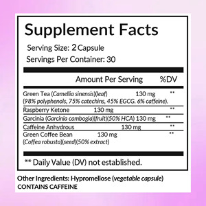 Cápsulas quemagrasas de fábrica con té verde que impulsan el metabolismo y antioxidantes naturales, aumentan la energía y apoyan el apetito, 30 días - Product Image 2
