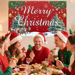 Custom Printed Christmas Polyester <b>Banner</b> High Quality Waterproof for Home Shop Outdoor Mall Party Festival Decoration - Product Image 2