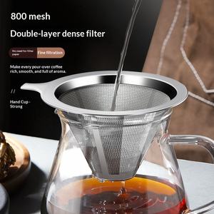 Stainless Steel <b>Coffee</b> <b>Filter</b> Mesh <b>Filter</b> Cup Hand Brewed <b>Coffee</b> Appliance Set <b>Filter</b>-Free <b>Paper</b> -Fine Encrypted Funnel - Product Image 4