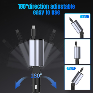 Mới nhất 4in1 multi-sạc cổng Car sạc nhanh với có thể thu vào sạc cáp và PD phí điện thoại di động sạc xe hơi - Product Image 5