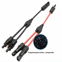 Adaptateur en Y 3 voies pour panneaux solaires photovoltaïques, étanche, 50A, 2 entrées 1 sortie, fils rouge et noir, Y3