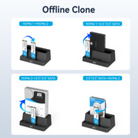 محطة توصيل بلاستيكية بثلاثة فتحات / ناسخة مع تركيب بدون أدوات، سرعة USB تصل إلى 10 جيجابت في الثانية لـ NVMe M.2 SSD و2.5/3.5 بوصة SATA HDD/SSD