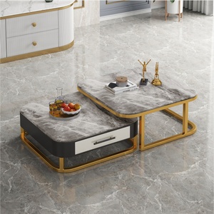 Table Basse Extensible Carrée en Marbre Style Nordique Luxe Léger, Combinaison Moderne et Simple pour Petit Salon Domestique - Product Image 4