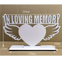 Plaque MDF en Bois Cœur et Aile 160x264x5mm « En Mémoire Affectueuse » pour Sublimation, Cadre Photo Commémoratif