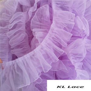 Larghezza 10 cm albicocca Beige poliestere Lolita Organza nastro pizzo 3 d volant volant pizzo per abito da ballo bordo orlo tessili per la casa - Product Image 4