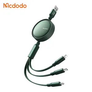 Mcdodo 725 Hot Selling 3A Fast Charge Data Cable Bidirectional Stretch 3-in-1 Portable 1.2m Telescopic Charging Cable