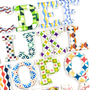 Parches de Letras con Patrón Geométrico Personalizado, Parches Bordados Termoadhesivos en 3D, Bordado Abstracto Retro para Ropa, Bolsos y Manualidades - Product Image 2