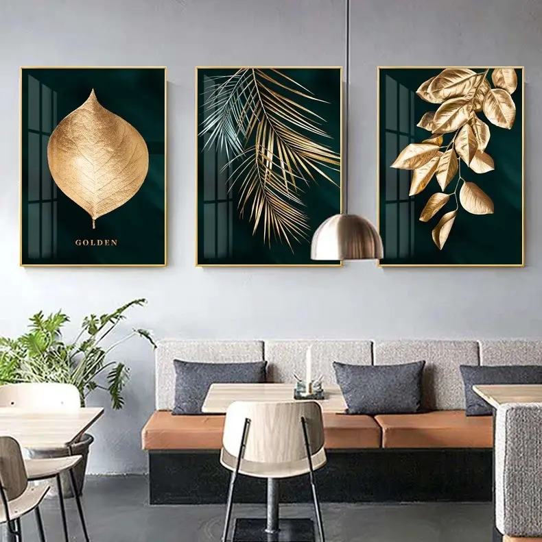 Wholesale gold leaf Art Crystal porcelain painting abstract decoration wall painting home decoration