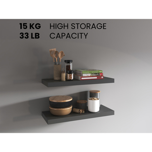 Floating Shelves 1.50 In H 2 Shelves Matt Gray Wall Mount Display Shelf - Product Image 4