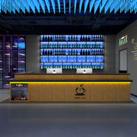 Bistro de luxe et armoire à vin Comptoir de bar de style industriel avec caisse enregistreuse éclairée Personnalisation silencieuse de la réception
