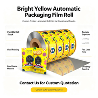 Film en rouleau laminé jaune vif imprimé sur mesure, qualité alimentaire, flexible, pour machine d'emballage automatique de biscuits et de snacks