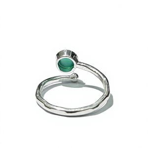 Bague en argent sterling 925 style bohème avec onyx vert, ajustable, en fil torsadé, pour cadeau - Product Image 5