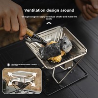 Réchaud à bois portable de petite taille en acier inoxydable, équipement de camping, barbecue au charbon de bois de table