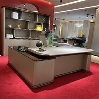 Le bureau de direction de luxe avec deux armoires pour les directeurs, les managers et les PDG possède une fonction de réglage de la hauteur