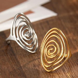Nischen-Spiralringe für Damen und Herren, Verstellbar, Edelstahl, Minimalistisch, Geometrisch, Vintage-Stil Accessoires ALN2601001829 - Product Image 1