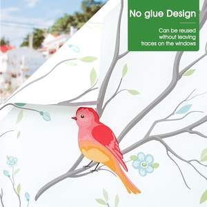 ملصق جداري كهروستاتيكي من GANI بتصميم زهور الربيع والطيور، زخرفة للنوافذ الزجاجية، ديكور قابل للإزالة، ورق حائط، فيلم للنوافذ والأبواب - Product Image 2