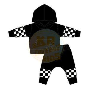 Ensembles de vêtements en tissu éponge de coton à carreaux multicolores pour garçons Ensembles de sweats à capuche décontractés pour garçons Ensembles de jogging Tenues Vêtements d'automne - Product Image 3