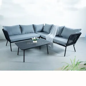 Outdoor Rattan Möbel Europäische Rattan Möbel Freizeit Sofa Set Gartenmöbel 4 Stück Seil Stahl Ecksofa Set