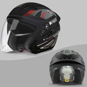 TOOP DOT Cascos de media cara estándar Motocicleta con doble visera Forro lavable Logotipo personalizado Cascos de motor de cara abierta - Product Image 2