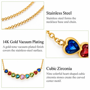 สร้อยคอรูปหัวใจหลากสี สแตนเลสสตีล ชุบทอง 14K แบบสุญญากาศ ประดับด้วยเพชรคิวบิกเซอร์โคเนีย - Product Image 2