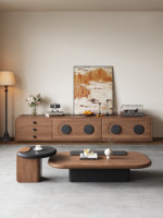 Meuble TV et Table Basse Artisanale TA267 Style Médiéval Mat pour Salon, Nouveauté 2026 Wabi-Sabi, Design Mural