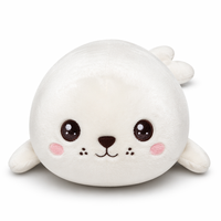 Peluche Mochi Chubby White Seal à texture moelleuse, animal marin en peluche doux pour soulager le stress et décorer la chambre dans un style Kawaii